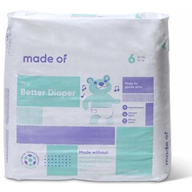 MADE OF The Better Baby Diapers - Hypoallergenic Diapers for Sensitive Skin, Unscented, 10 Hour Absorbency - Pediatrician and Dermatologist Tested - Size 6 (21 Count)