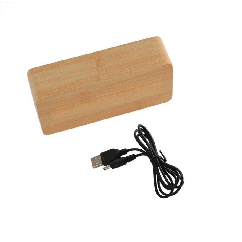 ThreeH Digital Alarm Clock 3 Alarm Setting Voice Control Wooden