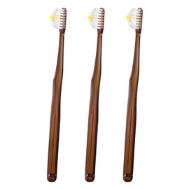 Miraculous Toothbrush, Slim, Clear Brown, Set of 3, Easy to Clean with Just a Twist (Genuine), Official