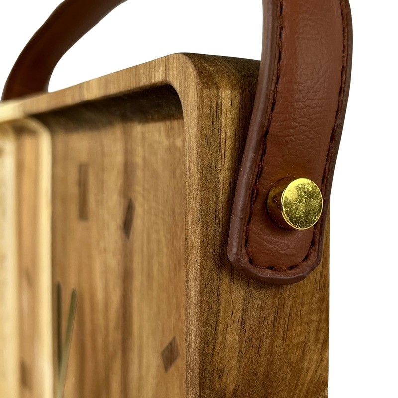 FTWDesign Wooden Watch with Faux Leather Strap and 22 cm