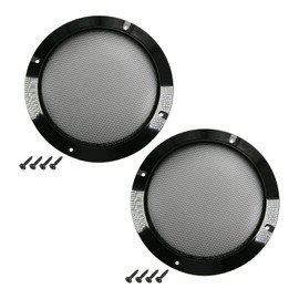 Fielect 2Pcs 6.5" Speaker Grill Mesh Decorative Circle Subwoofer Guard Protector Cover Audio Accessories Black Metal Trim with 8 Screws