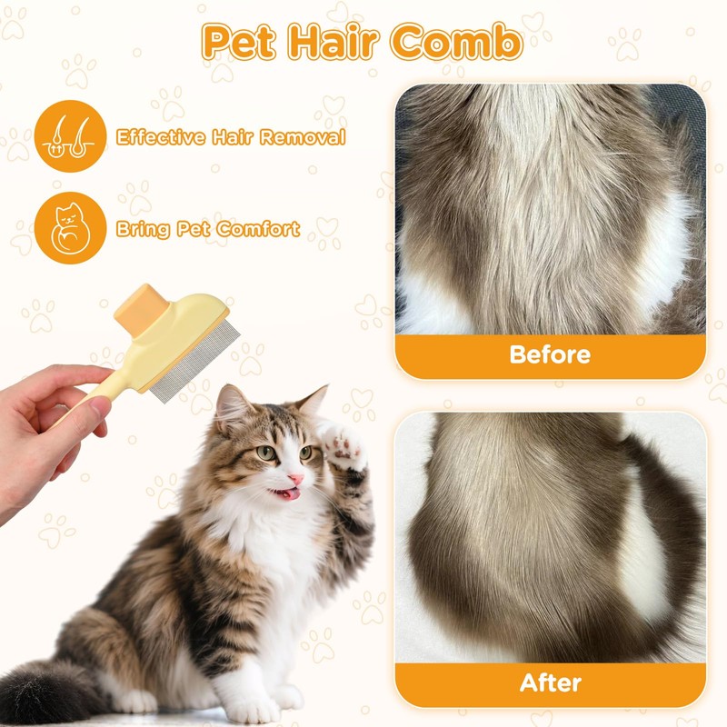 EMAGIC IOT 2pcs Cat Lice Comb Pet Hair Removal Tool