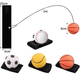SHSHbuy Pack of 4 Springball with Cord, Diameter 6 cm Wrist Return Ball, Springball Return Ball, Bouncy Bracelet, Sports Toy for Children, Adults, Football, Basketball, Tennis Ball, Baseball