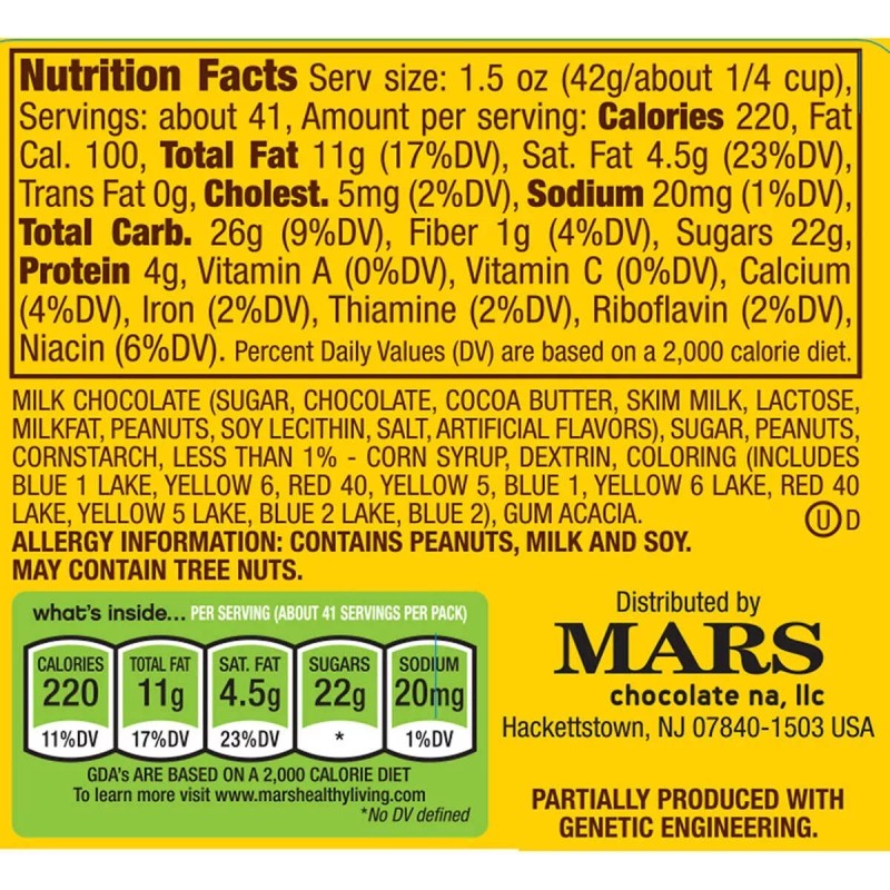 M&M'S Peanut Milk Chocolate Candy Bulk Jar (62 oz.) -