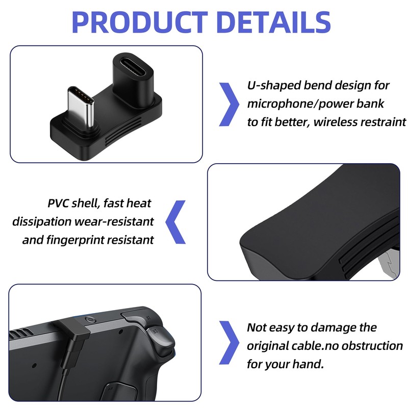 2Pcs 180° USB C Male to USB Female U Shape