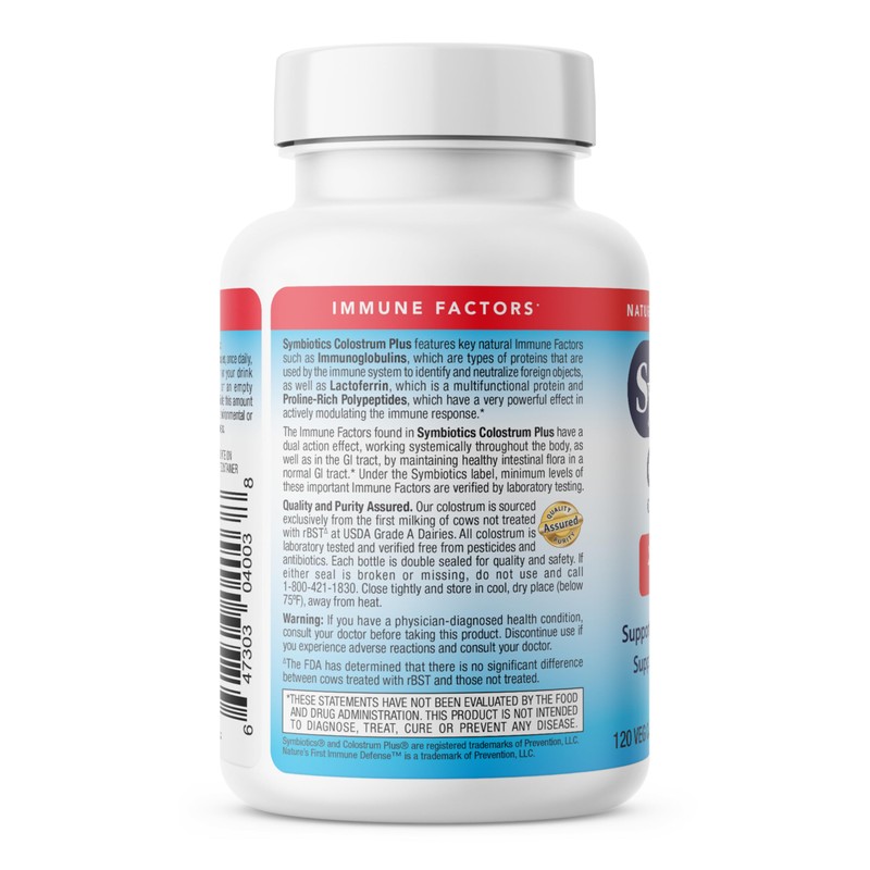 Symbiotics Colostrum 120ct Vegetable Capsules - Immunity Support - Lactoferrin
