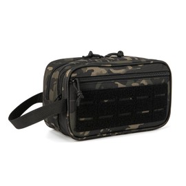 QT&QY Tactical Toiletry Bag for Men Hygiene Bag Military Well Organised Tool Storage Small Molle Bags Double Kit for Men and Shaving Sets for Travel, Workout Shower, 1 Black Camouflage Pattern