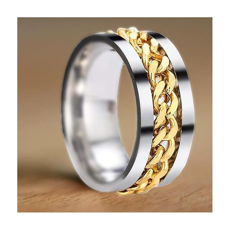 2pcs Mens Ring for Anxiety Relief - Stainless Steel Black