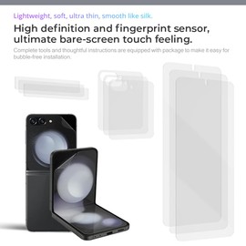 EASY POSITION (3Sets Galaxy Z Flip 5 5G Matte Anti Glare Screen Protector Film, 3pcs Inner +3pcs Outer + 3pcs Hinge, Perfect Touch, BubbleFree, Easy Installation with Guide tool