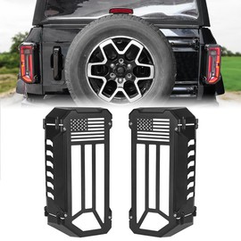 MSIZOY Aluminum Tail Light Protector Trim Cover Rear Light Lamps Guards Compatible with for 2021 2022 2023 2024 2025 Ford Bronco 2/4 Door Exterior Accessories,Flag Style