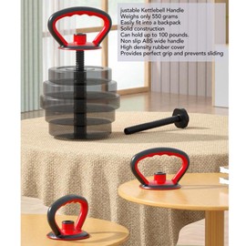 Adjustable Kettlebell Handle, Ergonomic Dumbbell Grip Handle Converts Your Dumbbells Into Kettlebells, Dumbbell Converter for Home Gym Workout, Kettlebell for Weight Plates