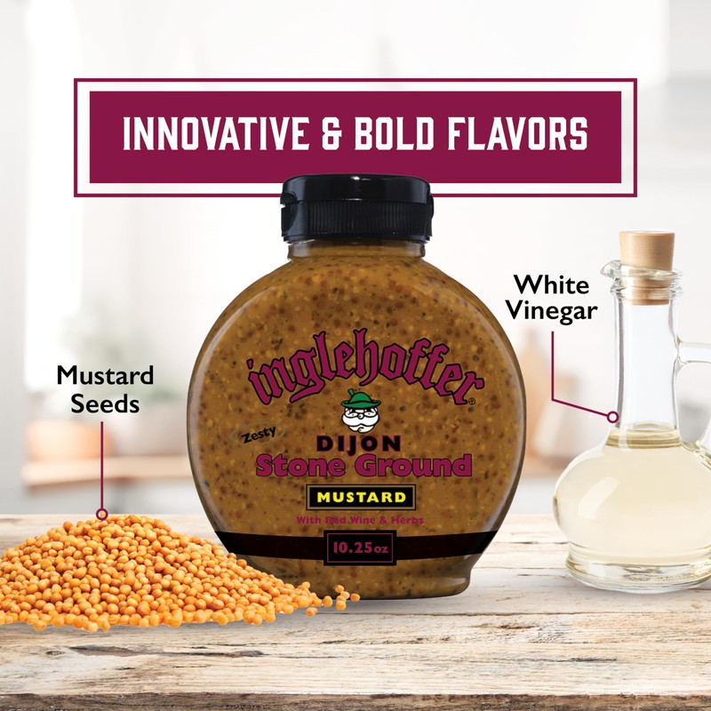 Inglehoffer Dijon Stone Ground Mustard, 10.25 oz Squeeze Bottle