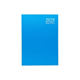2025 A4 / A5 / A6 Diary Day to Page or Week to View Desk Diary Hard Back Casebound Back Cover (Light Blue, A5 Wtv)