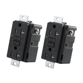 Wengart 2-Pack 20 Amp Generator GFCI Outlet 125V, Industrial Grade Ground Fault Circuit Interrupter for Machinery & Portable Generators, No Output Terminals, Oil-Resistant Nylon, UL Listed, Black