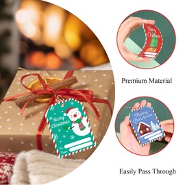 100 PCS Christmas Tags for Gifts, Christmas Gift Tags Stickers, Holiday Stocking Stuffers, Gift Tags with Strings, Christmas Labels for Gifts Presents, Christmas Decorations, Name Tags for Gifts