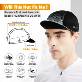 Hikenture - Gorra de ciclismo para hombres y mujeres, sombrero de bicicleta con visera para verano (color gris)