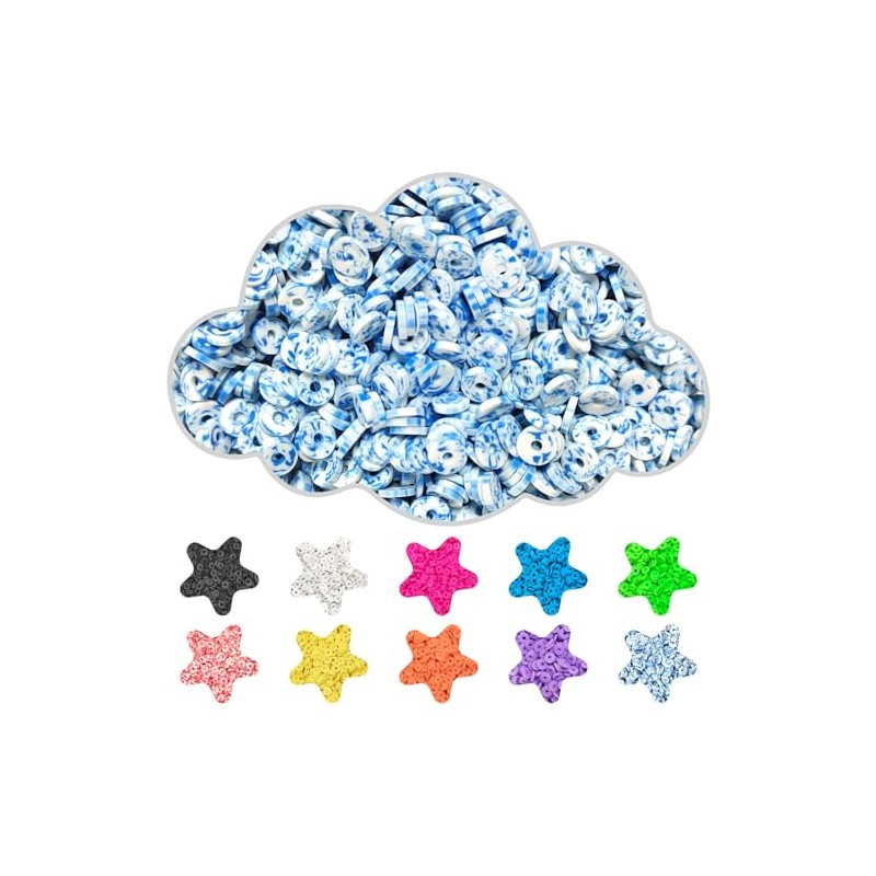Clay Beads, 3000Pcs White and Blue Clay Heishi Beads for