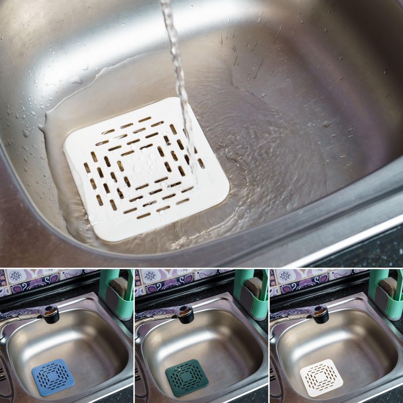 Kitchen Drain Strainer 13 x 13 cm 3 Pieces TPR