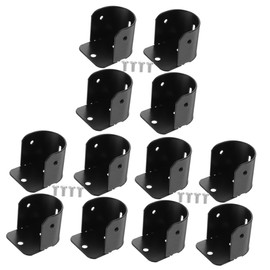 CAXUSD 12 Pcs Flange Code Rods Pole Mount for Closet Holders Curtain Pole Holder Socket Hanger Brackets for Shelves Drapery Rod Bracket Curtain Accessories Shelf Brackets Drill Black Iron