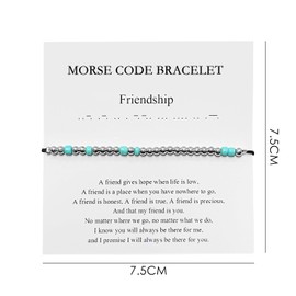AIRTILY 1 Piece Morse Code Bracelet Braided Bracelet Waterproof Adjustable Bracelet Friendship Bracelet Matching Bracelet for Your Best Friend Suitable for Birthdays Christmas, Waxed rope and metal
