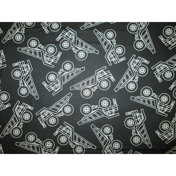 Fat Quarter (18 x 22) Truck Construction Vehicles Dump Trucks