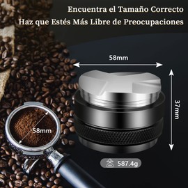 HuLuHouse Tamper de Café, Profundidad Ajustable en Ambos Lados，Herramienta de Martillo Ajustable Nivelador de Doble Cabeza para Polvo de Café(58mm)