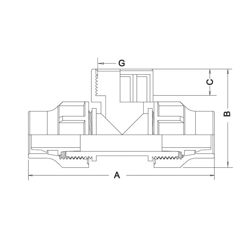 REKUBIK T-Piece Lock-Quick x Internal Thread Size 20 mm x