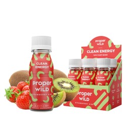 Proper Wild Vegan Energy Shots, with L-Theanine, and Organic Caffeine, Clean Plant Based Energy Drink, Gluten Free, GMO Free, Dairy Free, Stevia Free, Soy Free, Strawberry Kiwi, 2.5 Fl Oz, 6 Pack