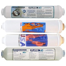 4 Filter Set for 5-stage Universal Countertop RO Systems, including Sediment, T28, DI and T33 inline filter cartridges