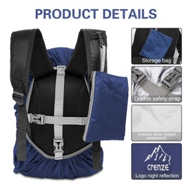 Crenze Rain Cover for Backpacks, 15-90L Waterproof Rain Cover Backpack Cover for Hiking, Camping, Cycling, Travel and School Bag, blue