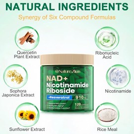 NAD+ Resveratrol 910mg Supplement for Women & Men - 120 Capsules (120 Count (Pack of 1))