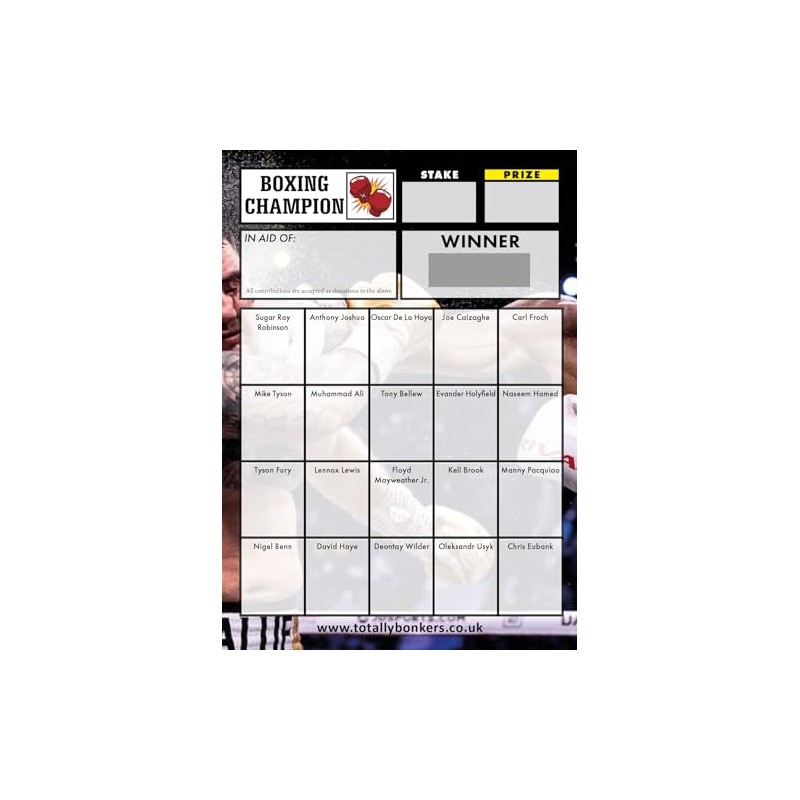 Totally Bonkers - Boxing Fundraising Scratch Cards - 20 Square