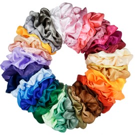 Mcupper 40 Pcs Hair Silk Scrunchies Satin Elastic Hair Bands Scrunchy Hair Ties Ropes Scrunchie for Women Girls Hair Accessories - 40 Assorted Colors Scrunchies