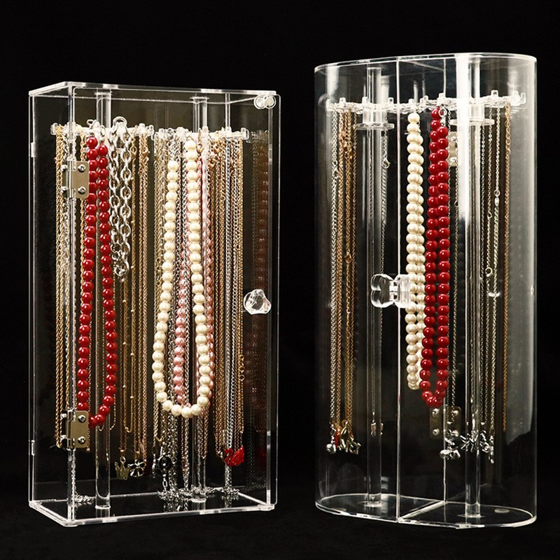 Acrylic Necklace Holder with 24 Hooks Clear Necklace Organizer Dustproof