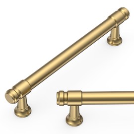 Amerdeco 10 Pack Champagne Bronze Cabinet Pulls 5 Inch(128mm) Hole Center Heavy Duty Solid Kitchen Cabinet Handles Drawer Pulls ZH0090
