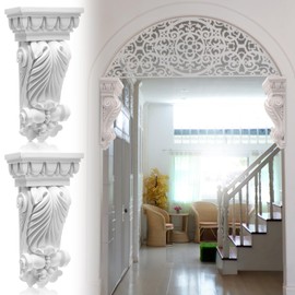 Weysat 2 Pcs Corbels for Doorway Decorative Corbel Shelf Bracket Countertops Fireplace Carved Applique Accent Bracket Fireplace Mantel Support Porches Decorative Trim 2.7" D x 5. 1" W x 10" H