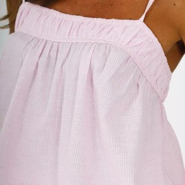 RUEWEY Women's Y2K Striped Pajama Set Sleeveless Spaghetti Straps Cami Tops Shorts Matching Pj Set Lounge Sets Sleepwear (A-Pink, S)