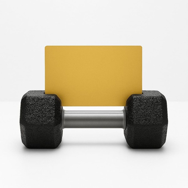 Business Card Holder, Dumbbell Design,Made in Canada (Black/Sliver)