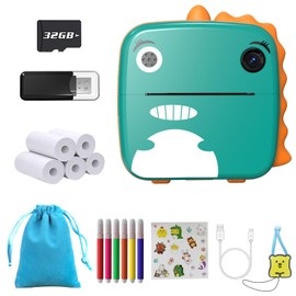 Tapsin Kids Camera for Girls Boys Instant Print Camera for Kids 2.4 Inch Screen Dual Lens 1080P HD Digital Camera with Print Photo Paper Storage Bag 32GB SD Card for Christmas Birthday Gifts
