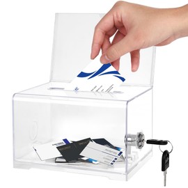 PLLYPE Donation Box Lockable, Lockable Donation Box with Key, Donation Box Sealed, Comment Box, Losbox Lockable with Stickers for Business Cards, Votes, Sweepstakes