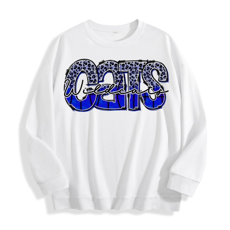 Wildcats Leopard Blue Graphic Crewneck Sweatshirt, US Warehouse, 6 ColorsSize: