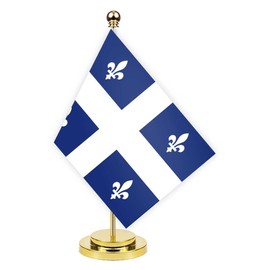 Quebec Desk Flag,12 inch Tall Small Quebec Indoor Banner,Tiny Printing Decor For Office Home Table