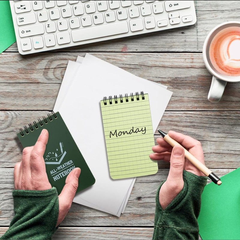 10 Pack Waterproof Notebook, FHDUSRYO 3x5 inch Pocket Notepad, All
