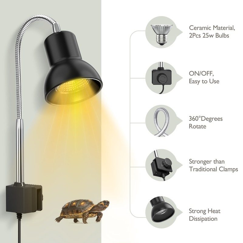 25W Heat Lamp with Holder UVA UVB Basking Lamp with