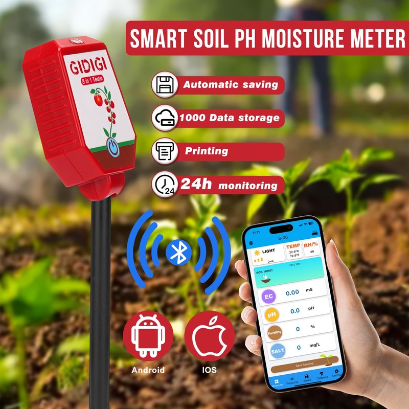 Soil pH Meter Smart Soil Moisture Meter with App Control