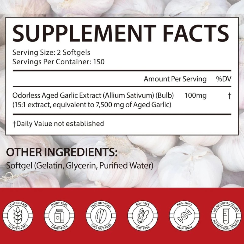 Micro Ingredients Odorless Garlic 7500mg Per Servings, 300 Softgels |