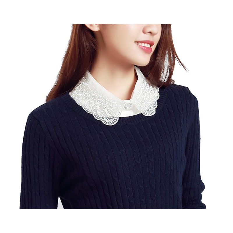 Mrotrida Women's White Fake Collar Stand Beads Detachable Shirt Collar