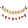 Uniwish Happy Fall Banner with Pumpkin Maple Leaves Sign Garland