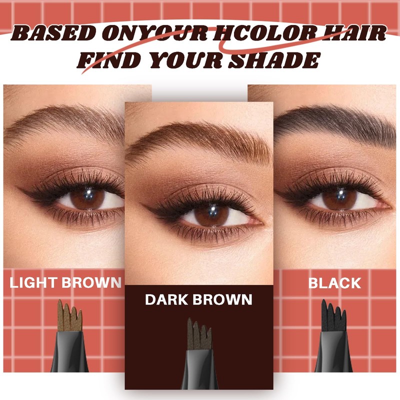 Microblading Eyebrow Pencil Waterproof with 4 Fork Tips & Square