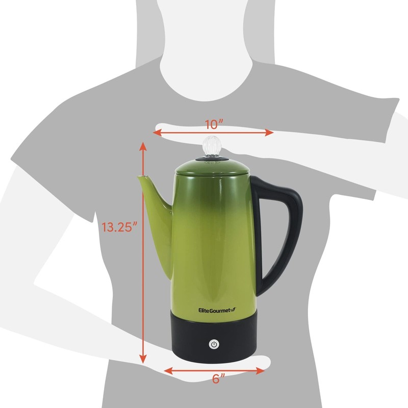 Elite Gourmet 12 Cup Retro Green Coffee Percolator with Keep